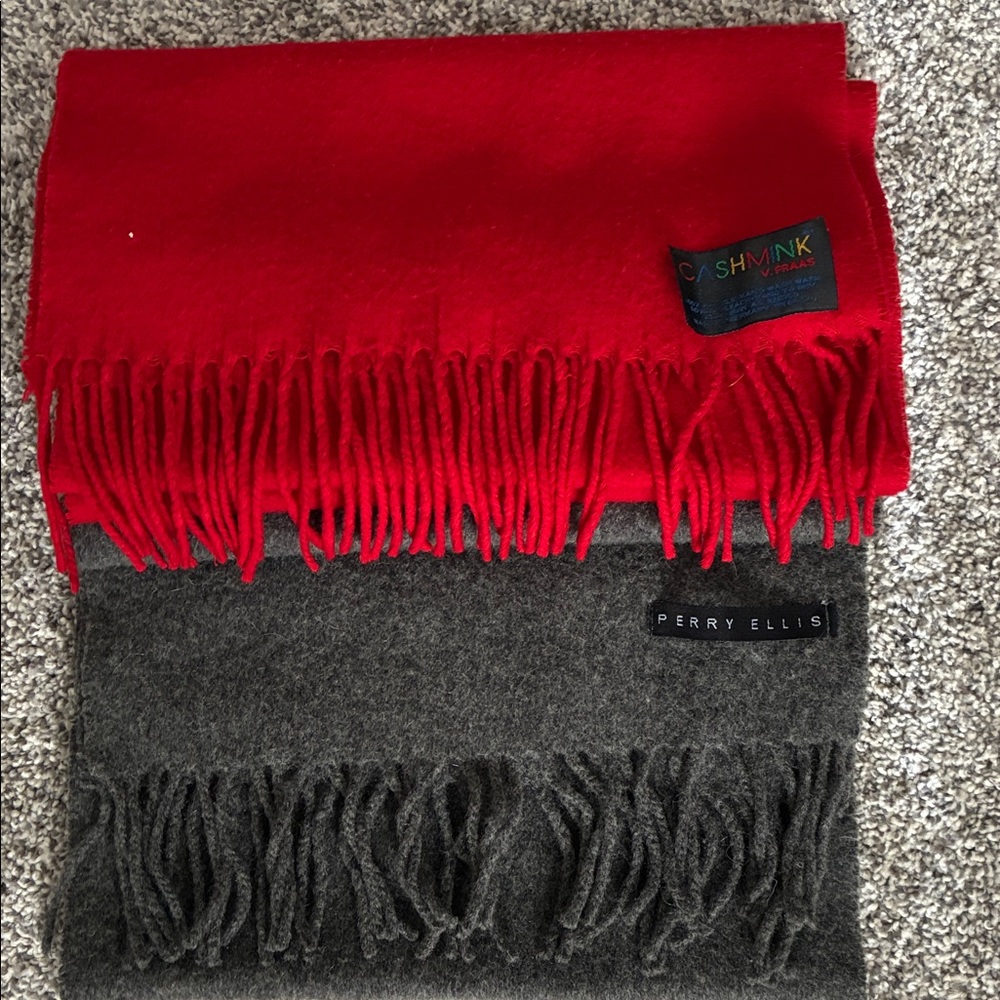 Perry Ellis Bold Red and Classic Gray Scarf